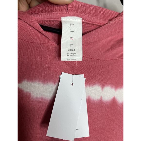 Lane Bryant Livi Hooded Midi Dress Coral White NWT Stretch Comfy Size 22/24 - Picture 7 of 9